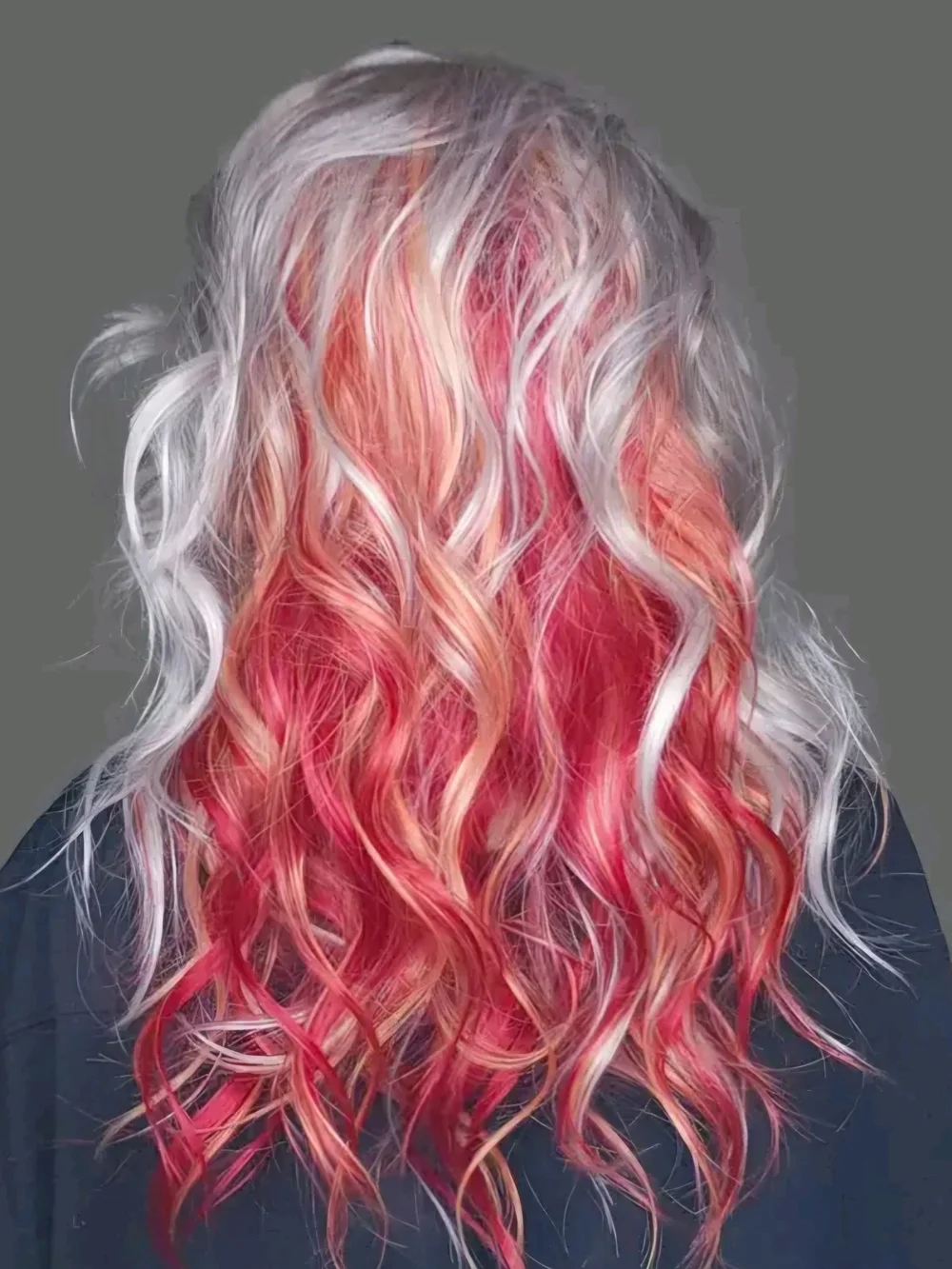 Wavy Cool Blonde Wig with Red Ombre Highlights Rizz In The Color Hot Rod